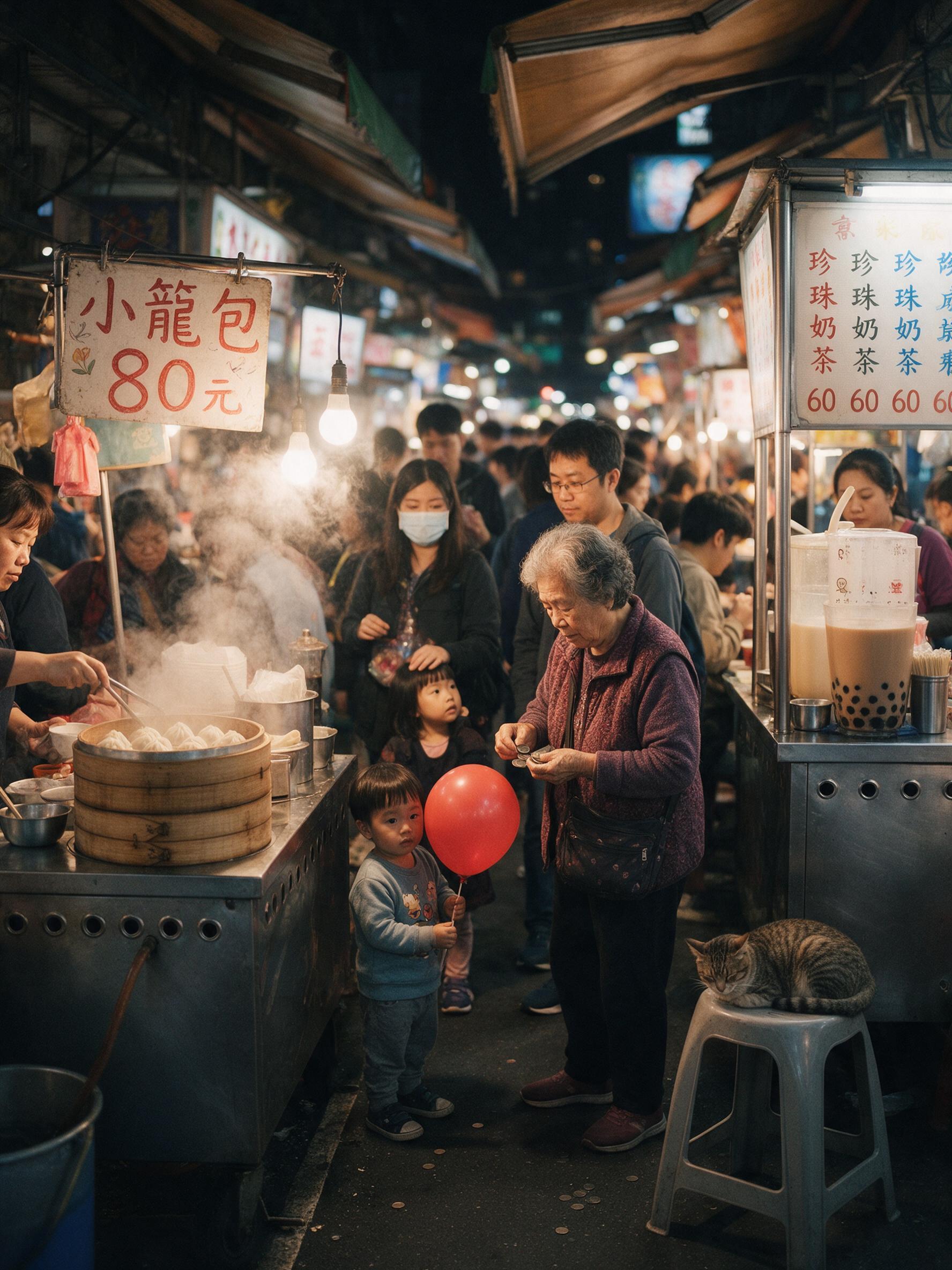 Seedream 5.0 Pro: Night market with Chinese signs