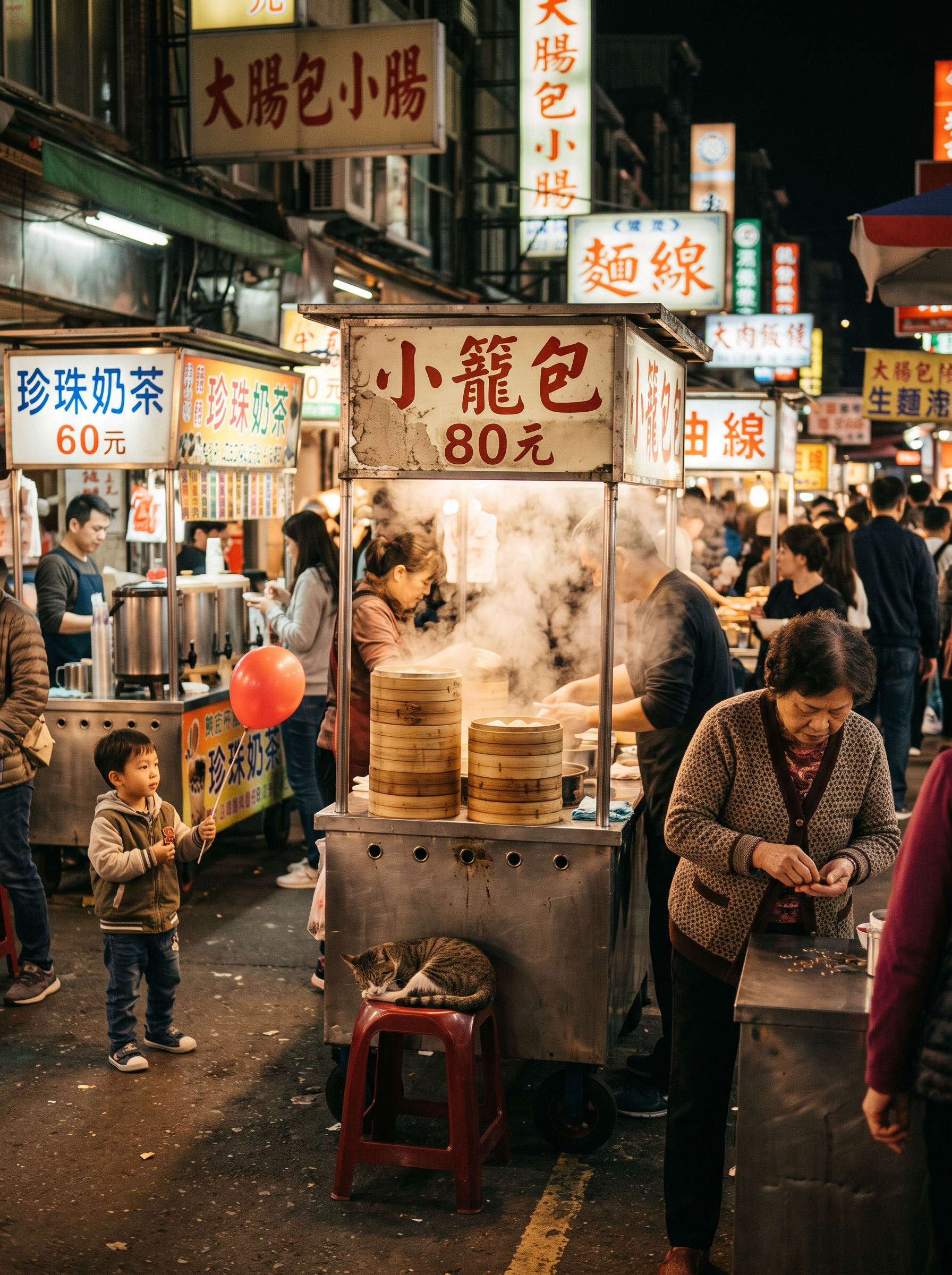 Nano Banana 2.1: Night market with Chinese signs