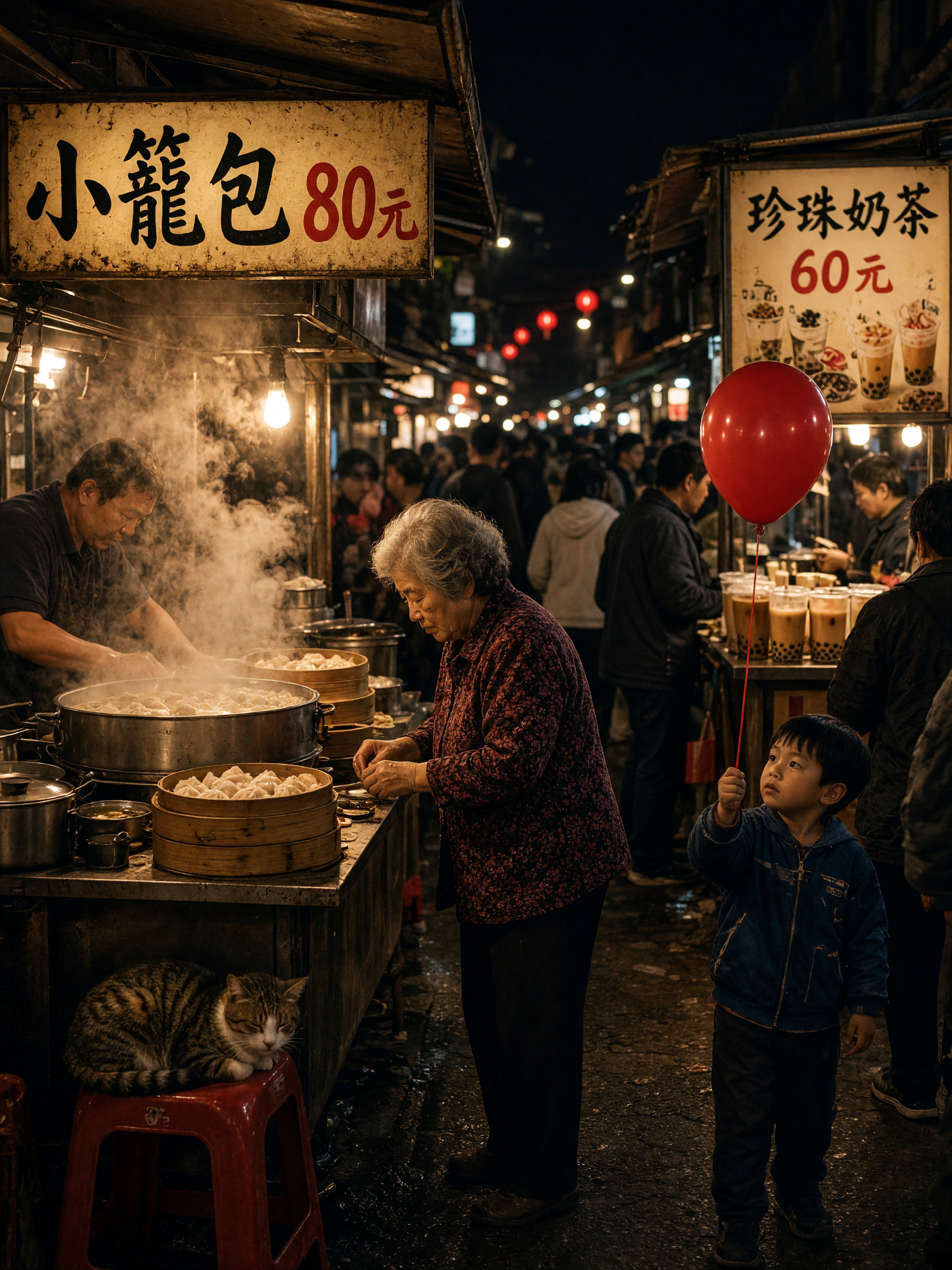 Grok Imagine 2: Night market with Chinese signs