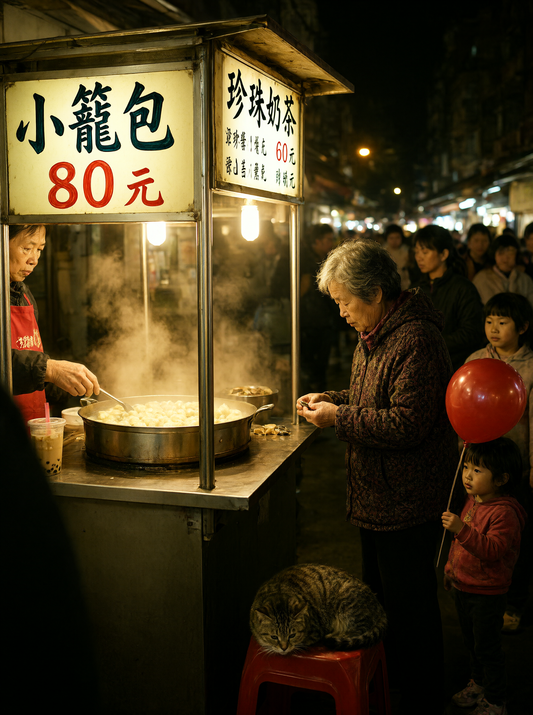 Qwen Image 2.1 Turbo: Night market with Chinese signs