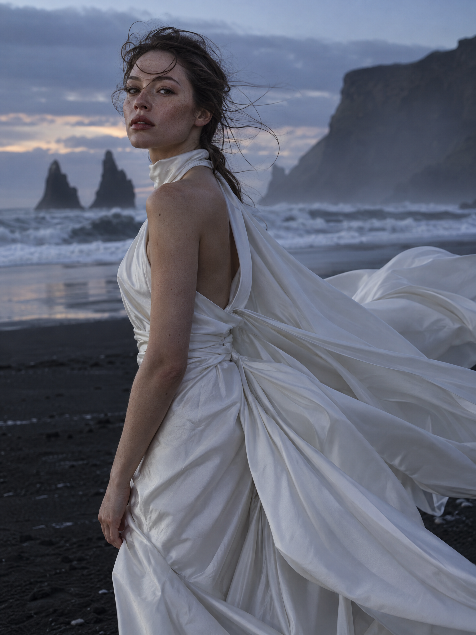 GPT Image 2.5 Sunburst: Editorial fashion portrait