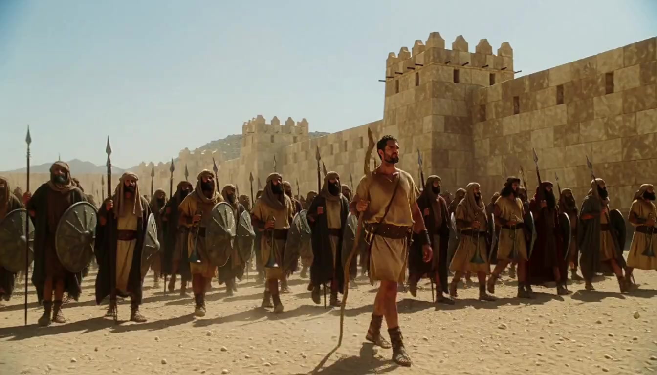 Joshua Marching around Jericho with the Israelite army God makes Jericho fall